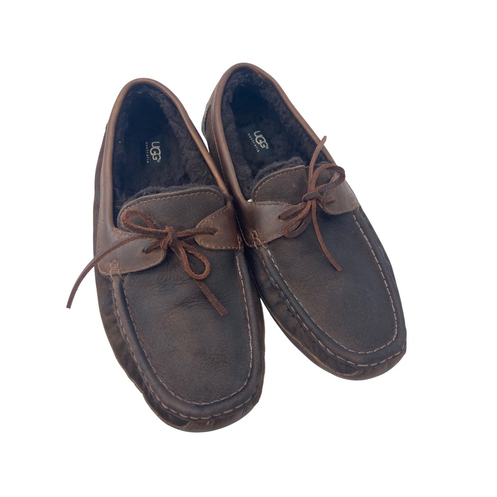 UGG Slippers Mens 10 Brown Bryon Wool Classic Cozy Moccasin Shearling Suede